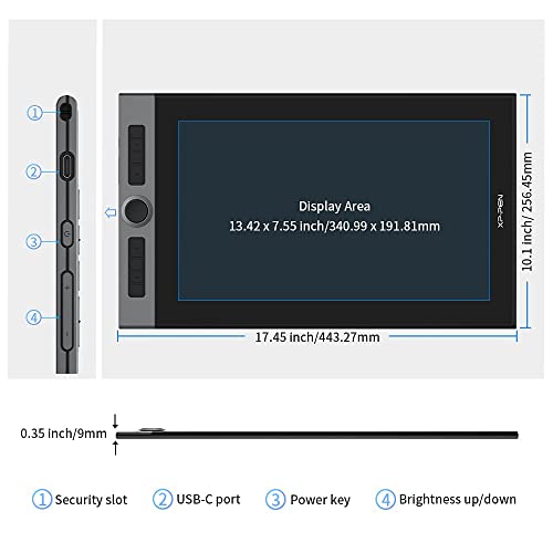 XPPen Artist Pro 16 Grafiktablett mit Display, 15,4 Zoll volllaminiertes Bildschirm, Pen-Display mit...