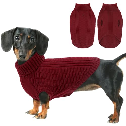 CITÉTOILE Hundepullover – Warme, Ärmellose Strickjacke mit Rollkragen für Kleine & Mittelgroße Hunde | Weiches Fleece, Bequem & Atmungsaktiv | Ideal bei Kälte | Rot, M