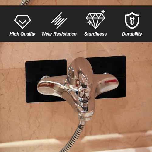 LLMSIX 2PCS Shower Arm Flange, Plastic Square Escutcheon Plate Matte Black Plumbing Cover Plates Self-Adhesive Shower Flange Cover Plate for Covering Gaps Holes, Fit for 20mm/0.78 Inch Diameter Pipe - Thumbnail 4