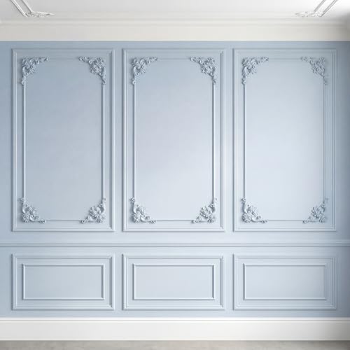 Maasechs 12 Pcs Corner Wall Molding French Style Wainscoting Floral Moulding Panels Corner Panel Wall Molding Kit for Frames Cabinet Picture Decor, Not Include Glue (Rose Style) by Maasechs - Used condition - Image 7