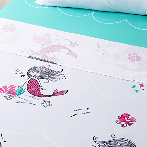 Jumpoff Jo – Twin Sheet Set (3 Pcs) – 1 Fitted Sheet, 1 Flat Sheet, & 1 Pillow Case – Hypoallergenic, Breathable, Microfiber Kids Bedding – Moonlight Mermaid #TOP2