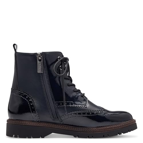 s.Oliver Damen Schnürstiefel ohne Absatz mit Reißverschluss Vegan, Blau (Navy), 36 EU – Ansicht 3