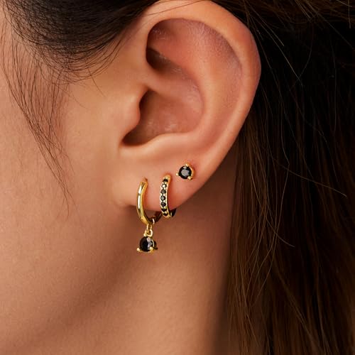 Small Gold Huggie Hoop Earrings Stacks for Women, Hypoallergenic 925 Sterling Silver Stud Earring for Multiple Piercings, Lightweight Mini Cute Dainty Trendy Cartilage Hoops Jewelry Set Gift3