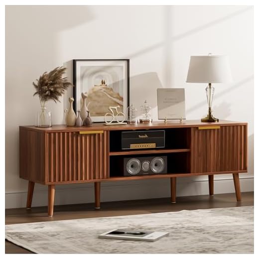 Stylish TV Stand with Fluted Doors