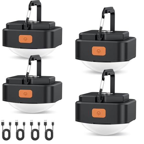 Rechargeable Camping Lights FLY2SKY 4Pcs Black Tent Lights Mini Flashlight