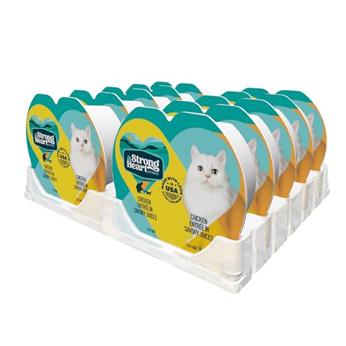 A Strong Heart Split Cup Wet Cat Food, Chicken Entree - 2.6 oz Split Cups, 20 Servings (Pack of 10),...