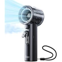 KIMMOO Portable Misting Fan, USB Rechargable Handheld Fan with Water Spray Mist, Up to 13 Hrs Cooling, 25000PRM, 100 Speeds, 50ml Water Tank, Personal Turbo Fan for Travel/Makeup/Office/Outdoor, Black