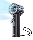 KIMMOO Portable Misting Fan, USB Rechargable Handheld Fan with Water Spray Mist, Up to 13 Hrs Cooling, 25000PRM, 100 Speeds, 50ml Water Tank, Personal Turbo Fan for Travel/Makeup/Office/Outdoor, Black