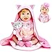 Aori Reborn Baby Dolls 22 Inch Handmade Realistic Baby Girl Doll with Kitty Hood Birthday Set for Girls Age 3