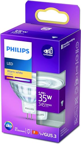 Philips LED GU5.3 Lampe, 4.4 W, Reflektor, silber, 36° drehbar, warmweiß