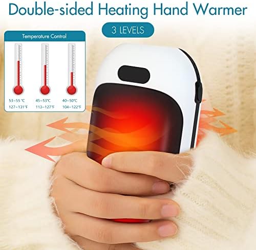Winique Portable Hand Warmer, 10000mAh USB Rechargeable Electric Pocket Hand Warmers Power Bank Charger Double-Sided 3s Fast Heating 3 Levels Heating Options