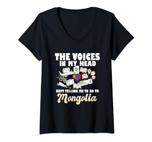 Mujer Viaje a Mongolia Viaje a juego de recuerdos Tour de vacaciones Camiseta Cuello V