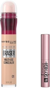Maybelline New York Instant Anti Age Eraser Kapatıcı 01 Light 6.8 m & Mini Lash Sensational Sky High Maskara Makyaj Seti