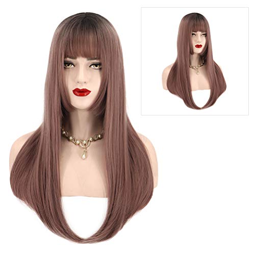 Lurrose Peruca de cabelo reto chique Acessórios de cabelo elegantes Cobertura de peruca requintada d