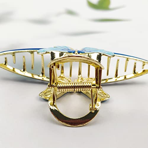 Butterfly Hair Clips Butterfly Claw Hair Jaw Clips Barrettes Vintage Golden Butterfly Hair Claws Large Non-Slip Strong Metal Butterfly Hair Clips Fashion Hair Accessories For Thick Hair(Blue) #TOP5