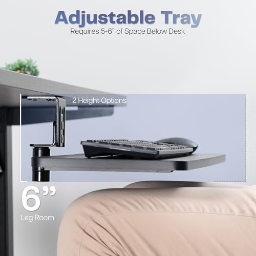 VIVO Under Desk Rotating 23 x 10 inch Computer Keyboard and Mouse Tray, Swiveling Platform, Ergonomic Typing, Black, MOUNT-KB01B