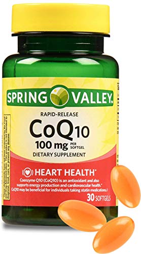 CoQ10 100mg Softgels, Rapid Release (30 ct) from Spring Valley with Bonus 'No