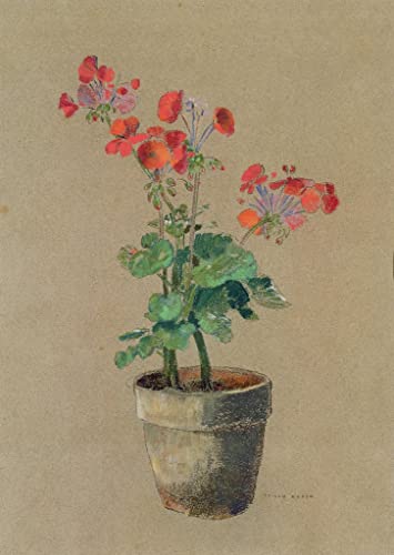 Affiche Toile Odilon Redon Géraniums en pot, reproduction d'art Premium
