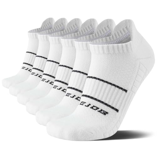 mqamex Men's sports ankle socks,Running socks with arch support,Moisture-wicking and non-slip,6 pack,invisible,large size (US, Alpha, Large, Regular, Regular, white)