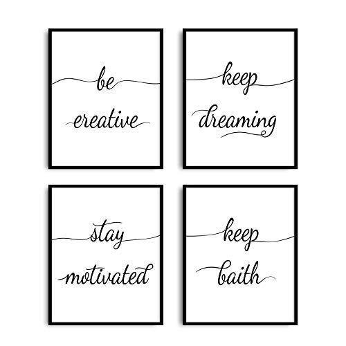 Inspirierendes Zitat & Spruch Kunst Poster - Be Creative, Keep Dreaming, Stay Motivated, Keep Faith-Motivational Minimalistische Wandkunst für Büro, ungerahmt Cover