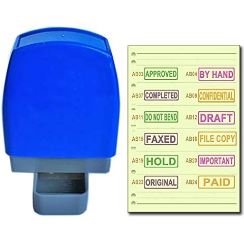 SSEELL Set of 4 Self Inking Pre-Inked Office Stamp, Account Stamp Rubber RE-inkable Office Stationary Flash Stamps Business Paper Work Stamps - Over 70 Options and Eight Ink Colors to Customize Cover