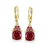 Ross-Simons 5.30 ct. t.w. Ruby Drop Earrings in 18kt Gold Over Sterling