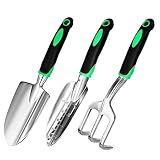 Garden Tool Set, Gardening Trowels Garden Shovels and Hand Rake Cultivator 3 Piece Gardening Gifts H