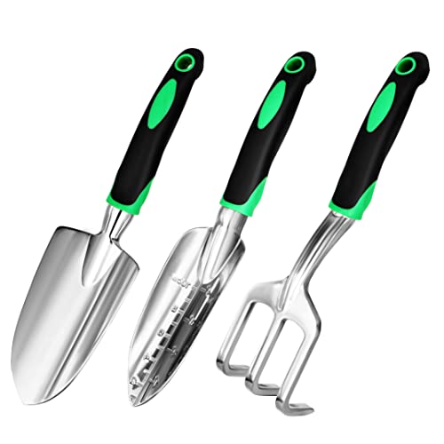 Garden Tool Set, Gardening Trowels Garden Shovels And Hand Rake Cultivator 3 Piece Gardening Gifts Heavy Duty Outdoor Tools With Non-Slip Handle, Gardening Tools For Planting Digging #TOP2