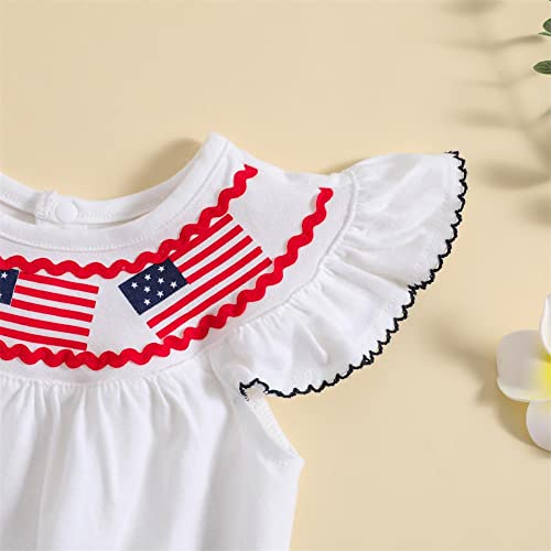 Gliglittr Baby Girls 4Th Of July Onesie Romper American Flag Jumpsuit Infant Bodysuit Independence Day Patriotic Outfits(White,6-12Months) #TOP4