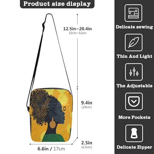 mens messenger bag mens shoulder bags crossbody small crossbody purse Adjustable Strap for Casual Casual- African Beuaty Dots3