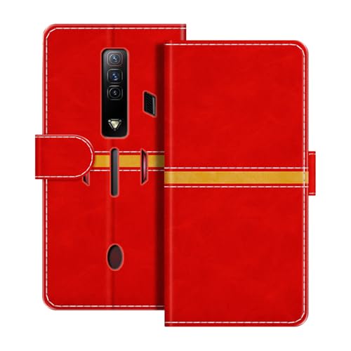 ESACMOT ���U�[�E�H���b�g�P�[�X ZTE Nubia Red Magic 7 �Ƃ̌݊������� ���X�g���C�v�f�U�C�� �J�[�h���[�t�� �}�O�l�b�g���蒠�^�J�o�[ (���b�h)