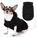 Paiaite Small Dog Hoodie Sweater Sleeveless with Pockets & Hat: Winter Pet Coat for Puppy Doggie Chihuahua, Small-Medium Dogs (Boy & Girl) - All Weather Wear Sweatshirt with Leash Hole Black S