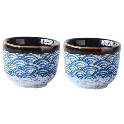 Alipis 2 Piezas Tazas de Sake Japonesas Esmaltadas de Cerámica Aptas Microondas y Lavavajillas Diseño Elegante para Bar Restaurante Hogar