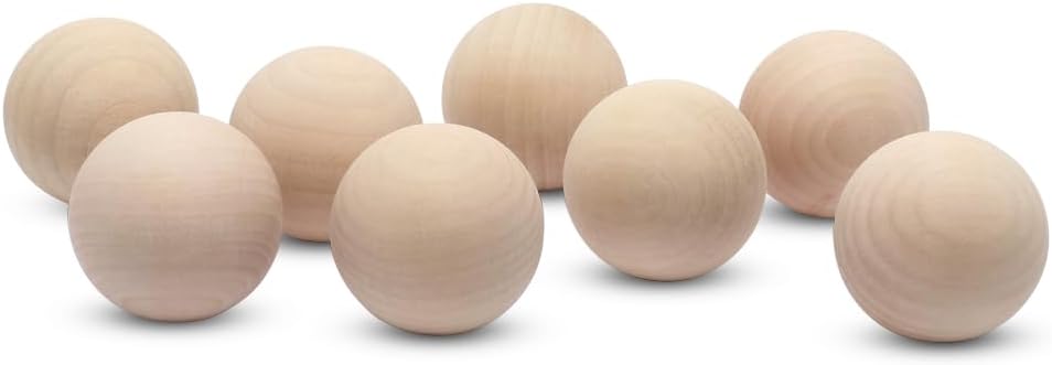 2 inch Wooden Round Ball, Bag of 10 Unfinished Natural Round Hardwood Balls, Smooth Birch Balls, for Crafts and DIY Projects (2 inch Diameter) by Woodpeckers
