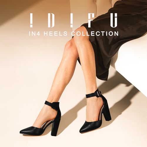 Idifu Women'S In4 Pedazo High Block Heels Pumps Pointed Closed Toe Ankle Strap Dress Wedding Shoes  thumb #1