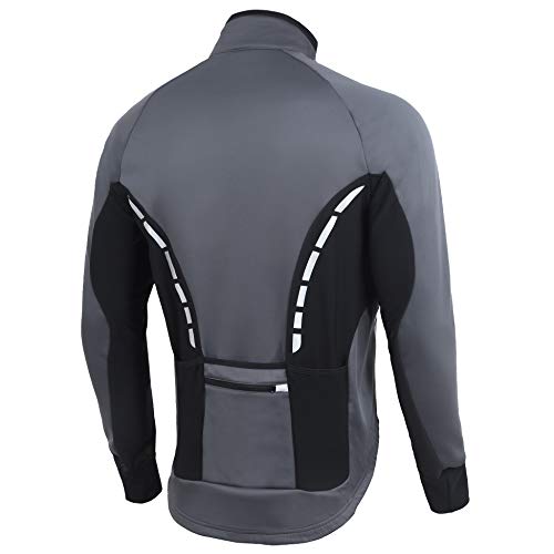 Zimco Pro Men Winter Cycling Jackets High Viz Bicycle Jersey Windproof Thermal Insulated Jacket (Gray, XL) - Thumbnail 3