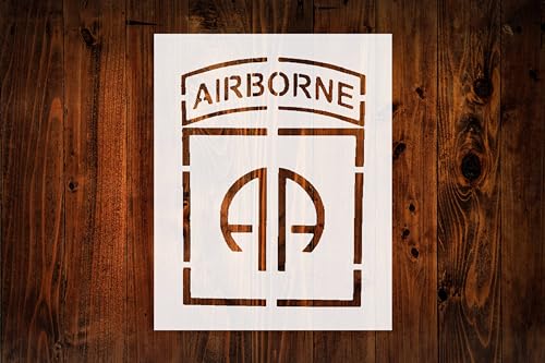 Estêncil US 82nd Airborne Division, reutilizável e resistente, 21,6 cm x 28 cm, modelo personalizado