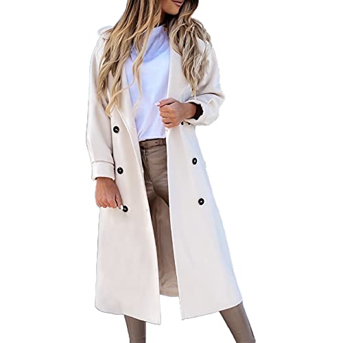 Sobretudo com botões de cor lisa e sobretudo grosso para escritório, preto 2GG