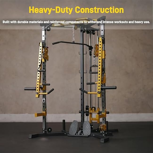Versatile Power Rack with Cable Pulley System, Power Cage for Strength Training, Bench Press and Pull-Ups