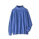 Women Turtleneck Sweater Autumn Winter Jumper Pullover Knitted Undershirt Fashion Casual Loose Tops Blue XL