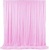 UKMASTER 3 x 6m Seide Hintergrund Vorhang Tüll Fotografie Vorhang für Hochzeit Feier Studio Geburtstag Baby Shower Dekoration Weiß (2 x 2 M Rosa)