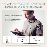 Plaud NotePin S KI Diktiergerät mit Aufnahmetaste 4 Zubehörteile (Silber) – Ansicht 3