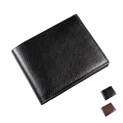 Leather Wallet Card Bag Men's Fashion Wallet Short and Simple Wallet Business Wallet Multi-card Wallet Durable Wear-Resistant Compact Design Short Style Wallet (Black)