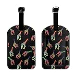 Etiquetas de equipaje de jirafa coloridas para maletas Etiqueta de equipaje linda de cuero con honda negra Cubierta de privacidad Etiqueta de identificación Etiquetas de bolsa de viaje Identifi