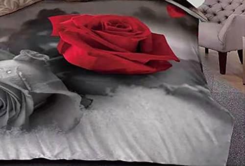 STHL Floral 3D Printed Quilt Duvet Cover 3 Piece Complete Luxury Bedding Set (B 13 Red Roses, Single)