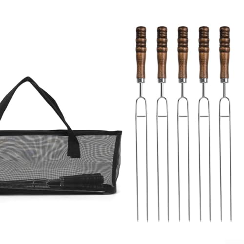 BFor Arbecue StFor Ainless - Tenedor de parrilla de acero, perfecto para voltear y sostener alimentos (negro)
