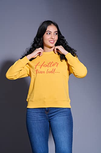 Image of Go Devil Stylish Trendy Regular Fit 100% Cotton Sweatshirt with Round /Crew Neck Full Sleeves, Casual Printed Winter Wear for Women /Girls