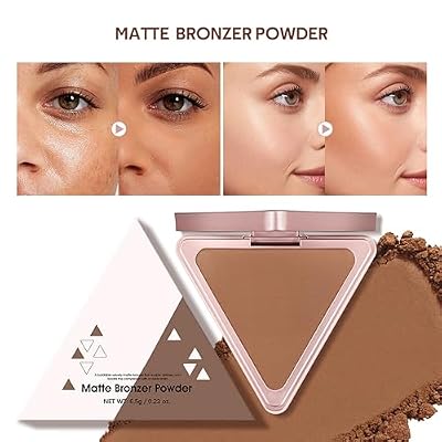 Matte Bronzer Powder 5 Colors Buildable Natural Contour Bronzer Palette Long Lasting Setting Face Bronzered Powder (05 Light)