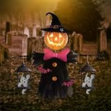 Metal Scarecrow Shape Jack O' Lantern, Solar Halloween Decorations Outdoor