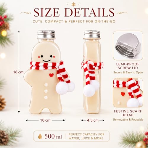 Botellas de Navidad con tapas herméticas y plástico transparente de 500 ml 3